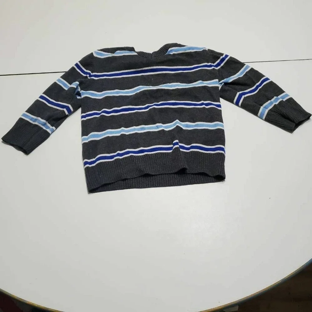 The Children's Place Baby Boys Sweater Black Blue Striped V-Neck Long Sleeve 3T